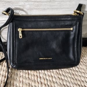 Lauren Ralph Lauren Small Mini Leather Shoulder Bag Purse Black